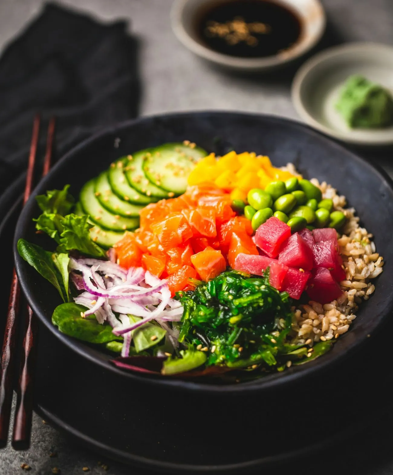 A colorful meal on a table